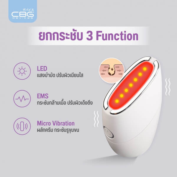 เครื่องนวดยกกระชับพร้อมแสงบำบัด EMS + LED สร้างกรอบหน้า ปรับหน้าเรียว ลดเหนียง ลดริ้วรอย (SKW)